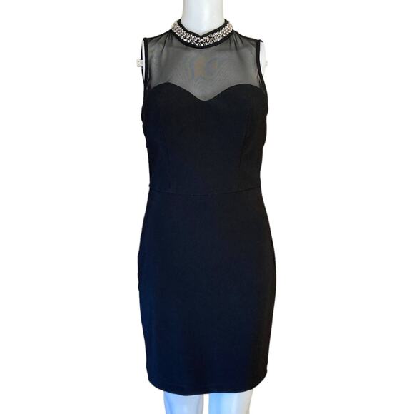 City Triangles Rhinestone Crystal Neck Cocktail Dress Size 7 Hollywood Glam - Picture 1 of 9